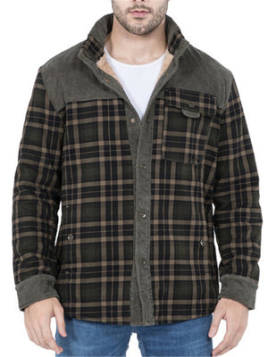 Mens Casual Windproof Plaid Pattern Warm Jackets