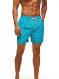 Mens Floral Printing Elastic Waist Casual Beach Shorts