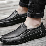 Men's Casual Non-Slip Lightweight Comfy Slip On Cowhide Loafers