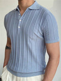 Men's Classy Simple Solid Knitted Office Wear Short T-shirts