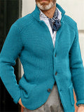 Male Fit Stand Collar Knitting Button Sweater