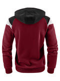 Men's Long Sleeve Contrast Color Zip Up Quilted Fleece Hoodies