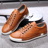 Mens Fashion Leather Lace-up Flat Casual Shoes