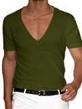 Men's Fashion Summer Deep V Neck Plain T-shirts