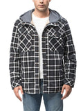 Men's Classic Plaid Fleece Lined Hooded Flannel Jacket Coat