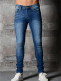 Mens Slim Fit BrIef Elastic Ankle Denim Pants