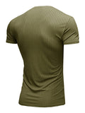 Summer Sports Knitted V Neck Short Sleeve Slim Tops for Men