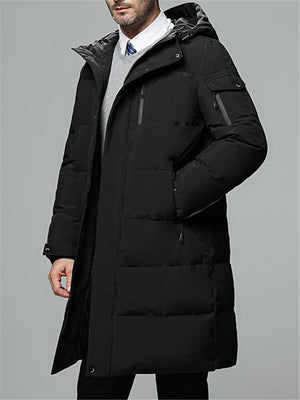 Men's Casual Simple Style Cozy Solid Color Warm Hooded Down Coat