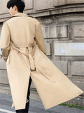 Mens Fashion Buttons Khaki Trench Coat