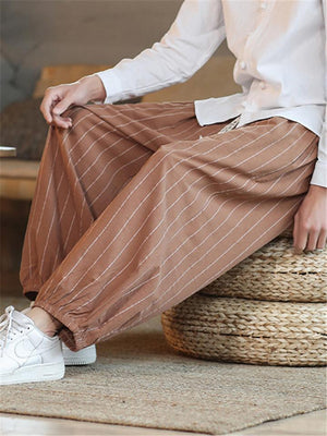 Loose Casual Lightweight Stripe Harem Pnats