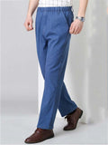 Mens Elastane Straight High Waist Denim Pants