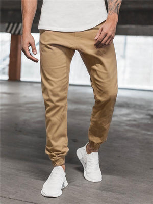 Solid Color Casual Elastic Waist Joggers Pants For Men