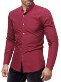 Spring Pure Color Fit Turn-down Collar T-shirts for Men