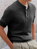 Men's Stylish Chic Button Lapel Short Sleeve Sweaters