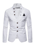 Mens Casual Solid Color Stand Collar Buttons Coats Blazers