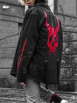 Men’s Gothic Demon Skull Cool Denim Jacket