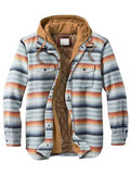 Comfy Creative Printed Zip Cotton Hooded Flannel Jacket