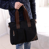 Casual Wear-resistant Canvas Laptop Briefcase Handbags for Men