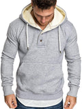 Fashion Neckline Decorated Buttons Thick Hoodie