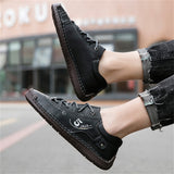 Men's Retro Microfiber Soft Rubber Sole Anti-slip Lace Up Shoes