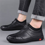 Men's Autumn Comfy Breathable Slip-on Business Genuine Leather Shoes