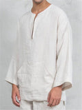 Men's Linen Ethnic Style Loose Flare Sleeve Long Sleeve T-shirt