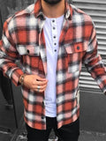 Men's Popular Plaid Contrast Color Button Down Autumn Coats