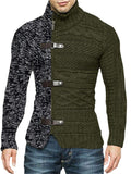 Contrast Color Zipper Turtle Neck Sweaters