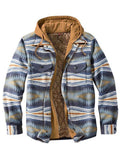 Comfy Creative Printed Zip Cotton Hooded Flannel Jacket