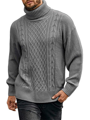 Men's Casual Daily Wear Pullover Knitted Turtleneck Sweaters