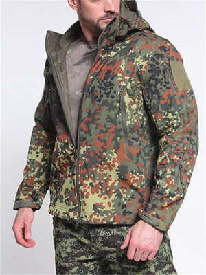 High-Quality Camouflage Outdoor Thermal Waterproof Fleece Lining Hooded Windbreaker