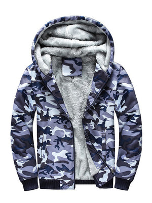 Mens Warm Breathable Soft Camo Print Hooded Military Coats