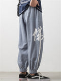 Loose Comfy Character Print Linen Cropped Pants