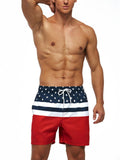 Mens Floral Printing Elastic Waist Casual Beach Shorts