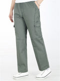 Mens Casual Loose Comfy Pure Color Cargo Pants