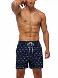 Mens Floral Printing Elastic Waist Casual Beach Shorts