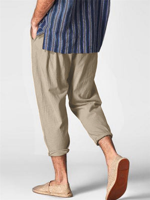 Mens Fashion Casual Plain Solid Color Pants