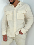 Men's Leisure Cozy Lapel Collar Long Sleeve Linen Blend Shirts