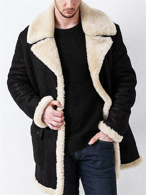 Cold Winter Thicken Faux Suede Super Warm Long Coat for Men