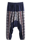 Mens Floral Printing Casual Baggy Harem Pants