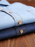 Men's Casual Classic Denim Cotton Long Sleeve Thin Shirts