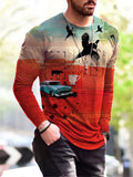 Slim Fit Crew Neck Halloween Shirts for Men