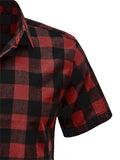 Hawaii Summer Short Sleeve Classic Plaid Lapel Shirt for Men