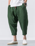 Men's Casual Loose Fashion Solid Color Linen Cropped Pants