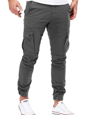 Mens Casual Pure Color Cargo Pants With Pockets