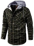 Winter Simple Style Daily Wear Plaid Hooded Warm Coats For Men