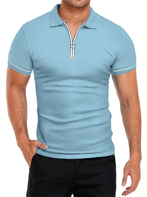 Men's Sporty Thin Breathable Short Sleeve Quarter-Zip Polo Shirt