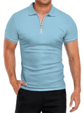 Men's Sporty Thin Breathable Short Sleeve Quarter-Zip Polo Shirt