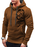 Stylish Pullover Drawstring Unique Dragon Print Hoodies for Men