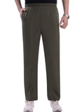 Mens Loose Vertical Solid Color Comfy Casual Trousers Slacks